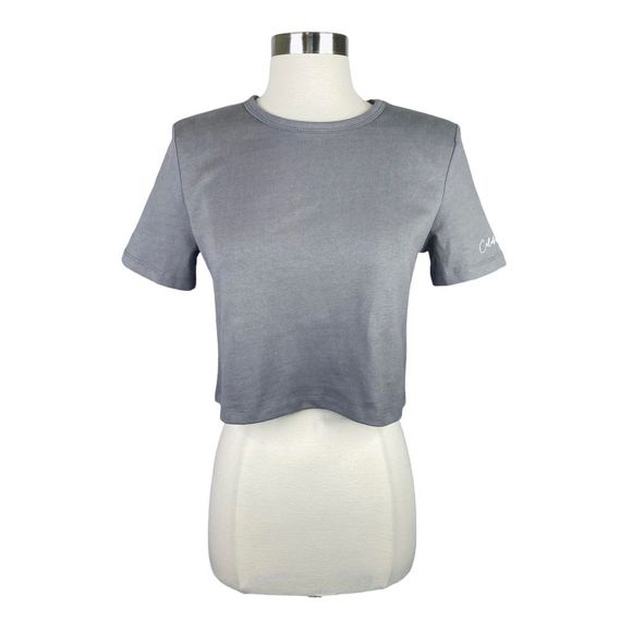 Halara Cropped Gray Workout Tee - Size Small - Picture 1 of 7
